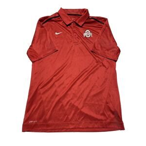 Ohio State University Shirt Mens Large Red Nike Dri Fit Buckeyes Coaches Campus